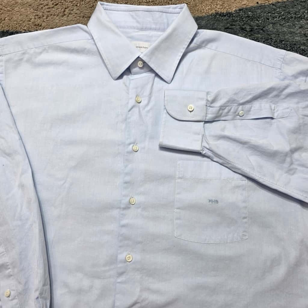 Ermenegildo Zegna Light Blue Dress Shirt 47 Long Sleeve Cotton Made in Turkey
